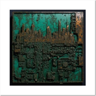 Circuit Board Cityscape Posters and Art